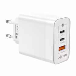 AISENS Gan 65W Charger, 2xUSB-C PD3.0 QC4.0, 1xUSB-A QC3.0, White