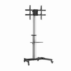 AISENS Soporte de Suelo con Rueda, Bandeja para DVD para Monitor/TV 50Kg de 37-86, Negro-Plata, 50 kg, 94 cm (37"), 2.18 m (8 ...