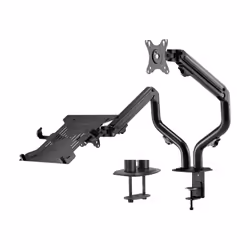 AISENS Rotating and Tilting Counterweight Table Support for Laptop and Monitor/TV 8Kg from 17-32, Black, Clamp/Bolt-through, ...