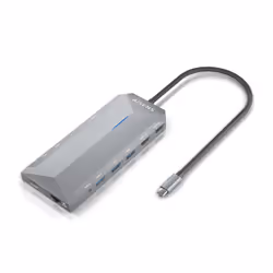 AISENS USB-C Dock 12 in 1, USB-C A 2xHDMI, 1xRJ45, 3xUSB-A, 2xUSB-C, 1xUSB-C PD, 1xAudio, 1xSD, 1xMicro SD, Grey, 30cm