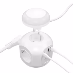 AISENS Multifunction Desktop Power Strip with 4 Outlets + 1xUSB-C 20W PD3.0, 2xUSB-A 18W QC3.0, Night Light, 1.8M, White