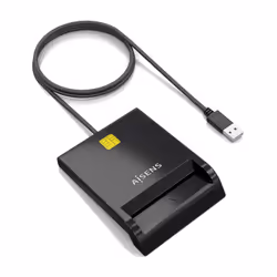 AISENS DNI Smart Card Reader, Black, USB 2.0, 1 m, Black