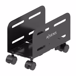AISENS Adjustable Metal Floor Stand for CPU, Black, Cart CPU holder, Tower, 10 kg, Black, Steel, 4 wheel(s)
