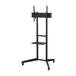 AISENS ECO Floor Stand with Wheel, DVD Tray for Monitor/TV 50Kg from 37-70, Black