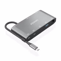 AISENS USB-C Dock 8 in 1, USB-C A 1xHDMI, 1xVGA, 1xRJ45, 2xUSB-A, 2xUSB-C 5G, 1xUSB-C PD, Grey, 20cm, Wired, USB 3.2 Gen 1 (3 ...