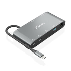 AISENS USB-C Dock 8 in 1, USB-C A 1xHDMI, 1xVGA, 1xRJ45, 2xUSB-A, 2xUSB-C 5G, 1xUSB-C PD, Grey, 20cm