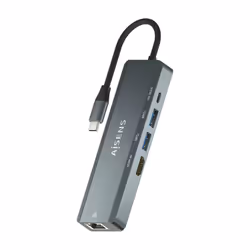 AISENS USB-C Dock 5 in 1, USB-C to 1xHDMI, 1xRJ45, 2xUSB, 1xPD, Grey, 15cm, Wired, USB 3.2 Gen 1 (3.1 Gen 1) Type-C, 100 W, 1 ...