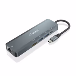 AISENS USB-C Dock 5 in 1, USB-C to 1xHDMI, 1xRJ45, 2xUSB, 1xPD, Grey, 15cm