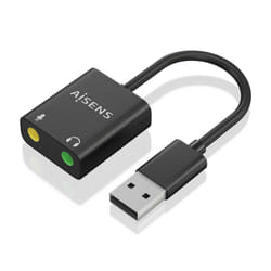 AISENS USB-A to Audio Converter 48Khz, USB-A/M-2xJACK 3.5/H, Black, 10cm