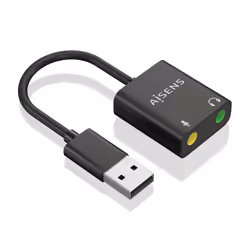 AISENS USB-A to Audio Converter 48Khz, USB-A/M-2xJACK 3.5/H, Black, 10cm