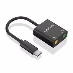 AISENS USB-C to Audio Converter 48Khz, USB-C/M-2xJack 3.5/H, Black, 10cm