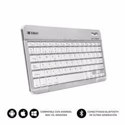 SUBBLIM TECLADO SMART BLUETOOTH SILVER, QWERTY, Spanish, 5 million characters, Any brand, Compatible con todos los dispositiv ...