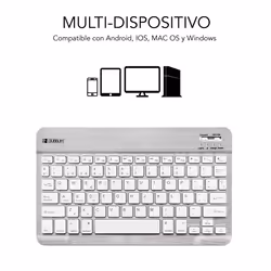 SUBBLIM TECLADO SMART BLUETOOTH SILVER QWERTY Spanish Silver, White