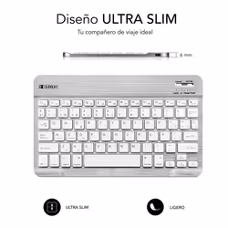 SUBBLIM TECLADO SMART BLUETOOTH SILVER QWERTY Spanish Silver, White