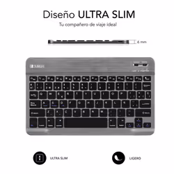 SUBBLIM TECLADO SMART BLUETOOTH GREY QWERTY Spanish Black, Grey