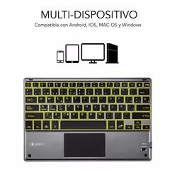 SUBBLIM TECLADO SMART BACKLIT TOUCHPAD BLUETOOTH GREY QWERTY Spanish Black, Grey