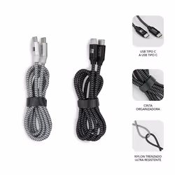 SUBBLIM PACK 2 CABLES USB TIPO USB-C A USB-C 1 M BLACK/SILVER USB cable