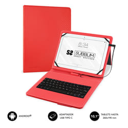 SUBBLIM SUB-KT1-USB002 mobile device keyboard QWERTY Spanish Micro-USB Red