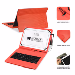 SUBBLIM SUB-KT1-USB002 mobile device keyboard QWERTY Spanish Micro-USB Red
