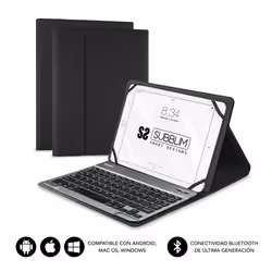 SUBBLIM SUB-KT2-BT0001, QWERTY, Spanish, 5 million characters, Any brand, Black, 25.6 cm (10.1")