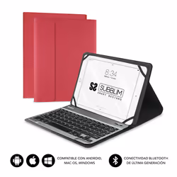 SUBBLIM SUB-KT2-BT0003, QWERTY, Spanish, 5 million characters, Any brand, Red, 25.6 cm (10.1")