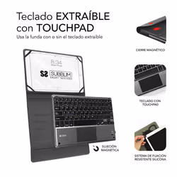 SUBBLIM SUB-KT2-BTP001 mobile device keyboard QWERTY Spanish Bluetooth Black, Grey