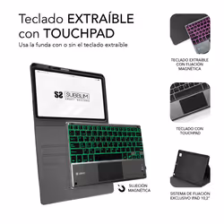 SUBBLIM FUNDA + TECLADO TABLET IPAD PRO BLUETOOTH 11'' TOUCHPAD BLACK QWERTY Spanish Bluetooth/Micro-USB Black, Grey