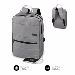 SUBBLIM MOCHILA ELITE AIR PADDING 15.6'' GREY, City, Unisex, 39.6 cm (15.6"), Notebook compartment, Polyester