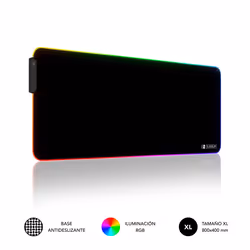 SUBBLIM SUBMP-02RGB01, Black, Monochromatic, Fabric, Rubber, USB powered, Multicolour, Gaming mouse pad