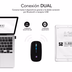 SUBBLIM SUBMO-LDFLAT1 mouse Office Ambidextrous RF Wireless + Bluetooth + USB Type-A Optical 1600 DPI