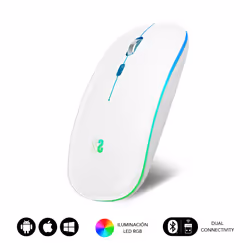 SUBBLIM SUBMO-LDFLAT2, Ambidextrous, Optical, RF Wireless + Bluetooth + USB Type-A, 1600 DPI, White