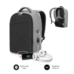 SUBBLIM MOCHILA SECURE V2 AP ANTIROBO 16'' GRIS 40.6 cm (16") Backpack Black, Grey