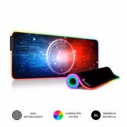 SUBBLIM SUBMP-02RGB12, Black, Multicolour, Image, Fabric, Neoprene, Rubber, USB powered, Multicolour, Gaming mouse pad