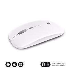 SUBBLIM SUBMO-DFLAT21, Ambidextrous, Optical, RF Wireless + Bluetooth + USB Type-A, 1600 DPI, White