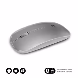 SUBBLIM SUBMO-DFLAT22, Ambidextrous, Optical, RF Wireless + Bluetooth + USB Type-A, 1600 DPI, Silver
