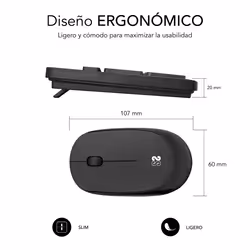 SUBBLIM SUBKBC-CSSW10 keyboard Mouse included Universal RF Wireless QWERTY Spanish Black