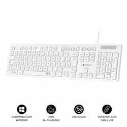 SUBBLIM SUBKBC-0SSK51 keyboard Universal USB QWERTY Spanish Black, White