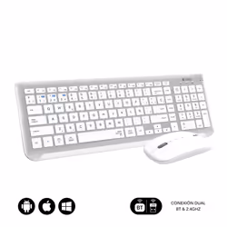 SUBBLIM SUBKBC-DCEP10 keyboard Mouse included Universal RF Wireless + Bluetooth QWERTY Spanish Silver, White
