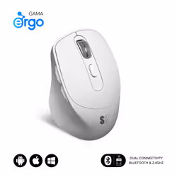 SUBBLIM RATON OPTICO DUAL COMFORT ERGO DUAL BATERIA BLANCO, Right-hand, Optical, Bluetooth + USB Type-A, 2400 DPI, Black