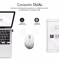 SUBBLIM RATON OPTICO DUAL COMFORT ERGO DUAL BATERIA BLANCO mouse Universal Right-hand Bluetooth + USB Type-A Optical 2400 DPI