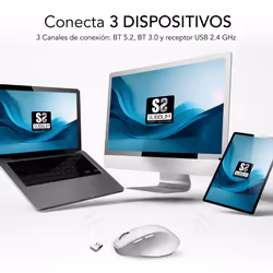 SUBBLIM RATON OPTICO DUAL COMFORT ERGO DUAL BATERIA BLANCO mouse Universal Right-hand Bluetooth + USB Type-A Optical 2400 DPI