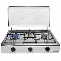 Vitrokitchen 302BB, White, Countertop, Gas, Stainless steel, 3 zone(s), 3 zone(s)