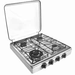 Vitrokitchen 452BB, White, Countertop, Gas, Stainless steel, 4 zone(s), 4 zone(s)