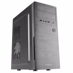 Tacens 2INITIOX, ATX Semi-Tower PC Case, 12cm Side Fan, Brushed Aluminium Front, Steel, Black, PC, Black, ATX, micro ATX, Min ...