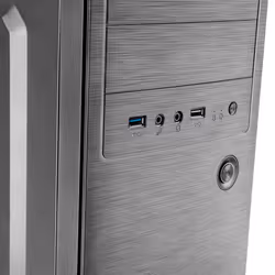 Tacens 2INITIOX, ATX Semi-Tower PC Case, 12cm Side Fan, Brushed Aluminium Front, Steel, Black
