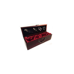 Wine Presentation Box, Detailed Ornate Metal Handle and Clasp, Case with Accessories, Velvet Lined, Wine Gift Box