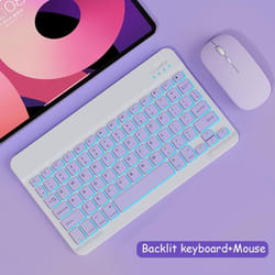 Bluetooth Wireless Keyboard And Mouse Russian French Portugue Spanish Korean Language For Android iOS Windows Phone Table - purple, RGB keyboard+Mouse