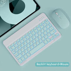 Bluetooth Wireless Keyboard And Mouse Russian French Portugue Spanish Korean Language For Android iOS Windows Phone Tablet - green, RGB keyboard+Mouse