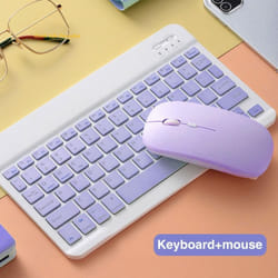 Bluetooth Wireless Keyboard And Mouse Russian French Portugue Spanish Korean Language For Android iOS Windows Phone Tablet iP - purple, keyboard+Mouse