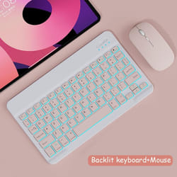 Bluetooth Wireless Keyboard And Mouse Russian French Portugue Spanish Korean Language For Android iOS Windows Phone Tablet - pink, RGB keyboard+Mouse